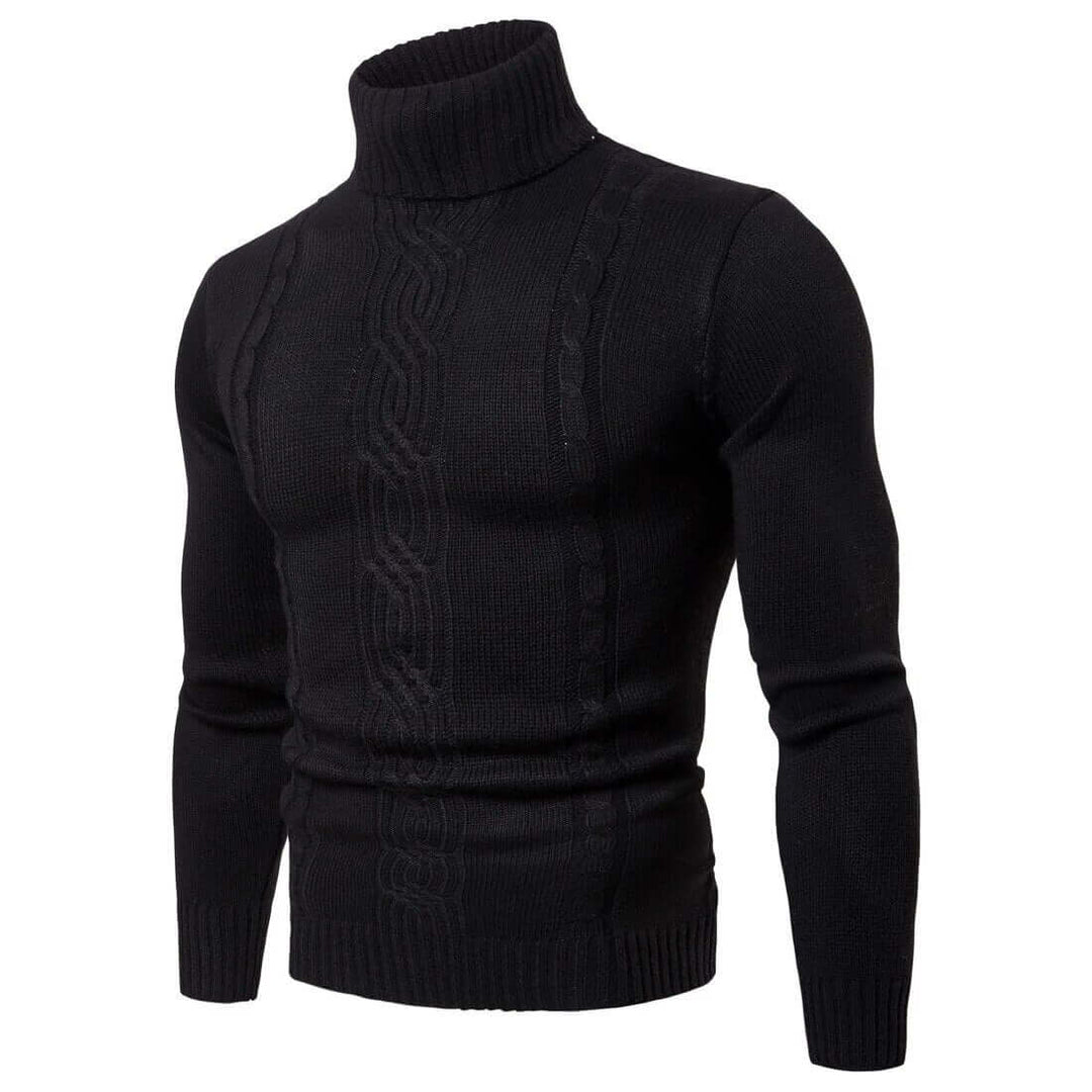 Men's Textured Cable Knit Turtleneck Sweater
