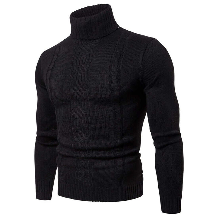Men's Textured Cable Knit Turtleneck Sweater