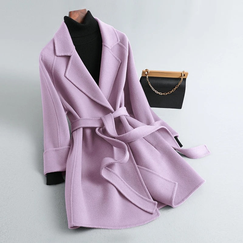 Women's fitted double-breasted jacket back view