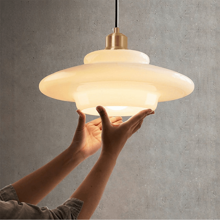 Modern White Glass Pendant Light Fixture