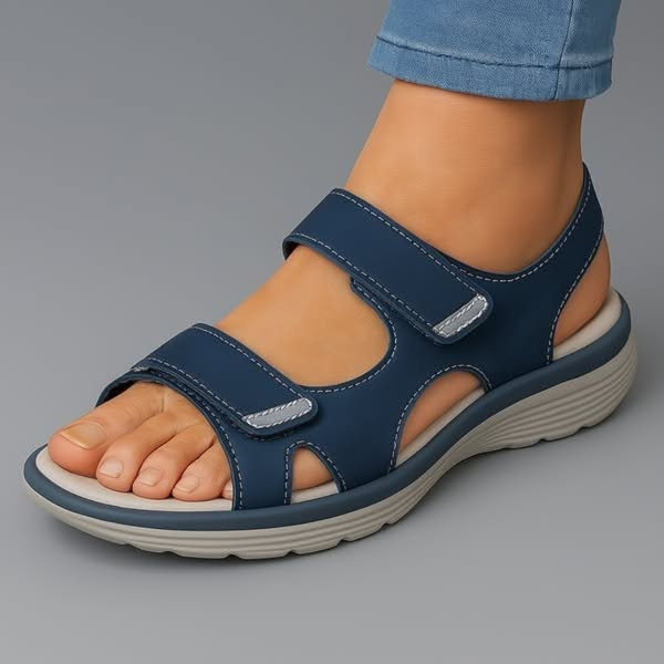 Women's orthopedic comfort sandals with cushioned footbed & adjustable strap for summer walking.
