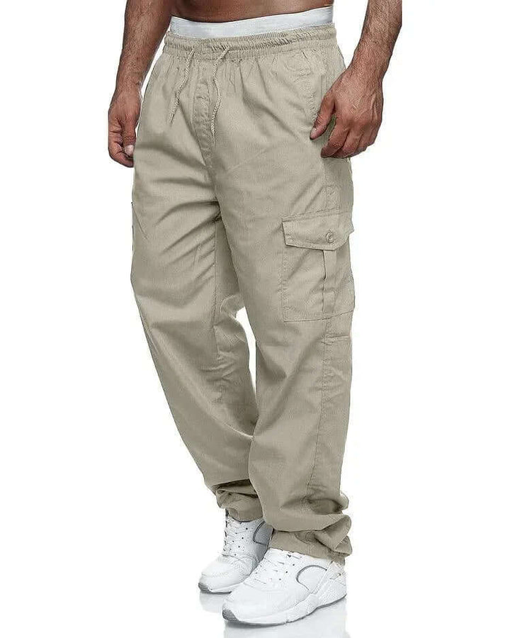 Men's Loose Fit Cargo Trousers with Elastic Waist