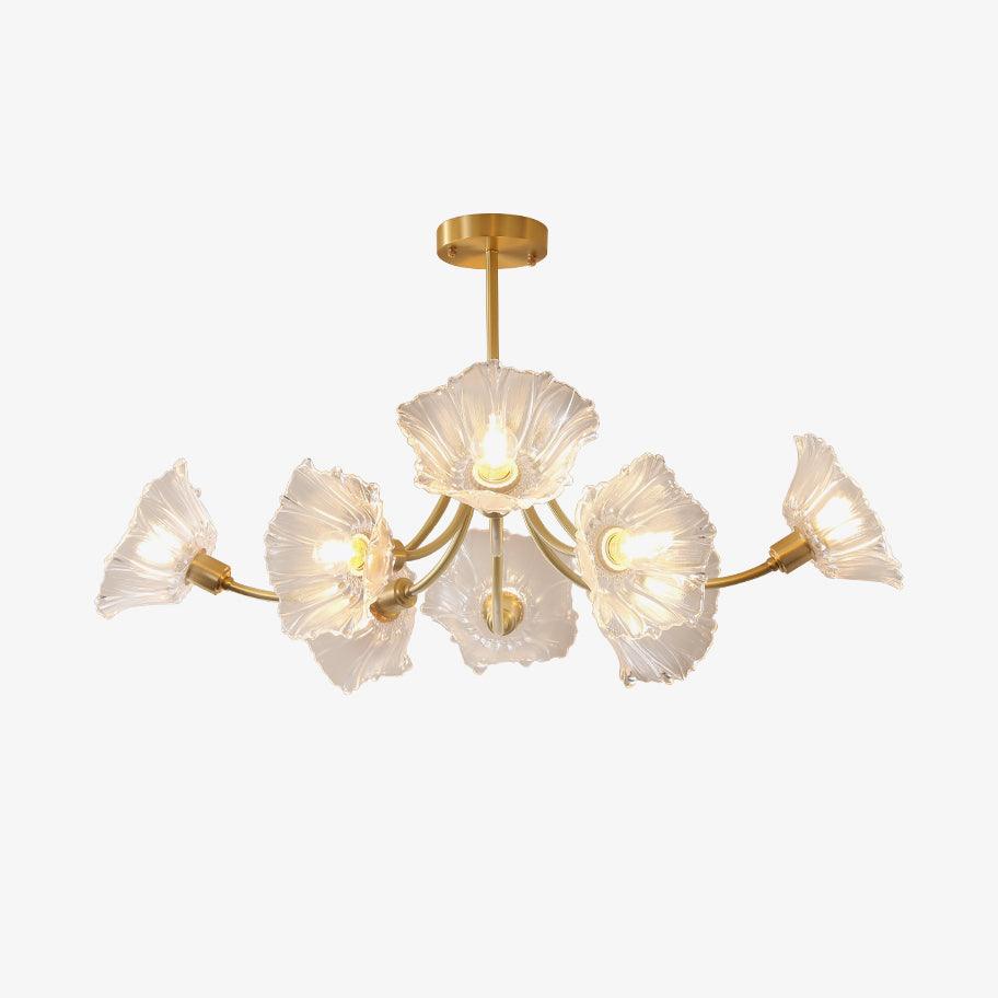Floral Glass Chandelier, Elegant Lighting Fixture