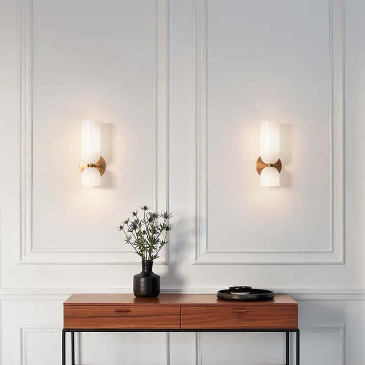 Modern Double Glass Wall Sconce Light Fixture