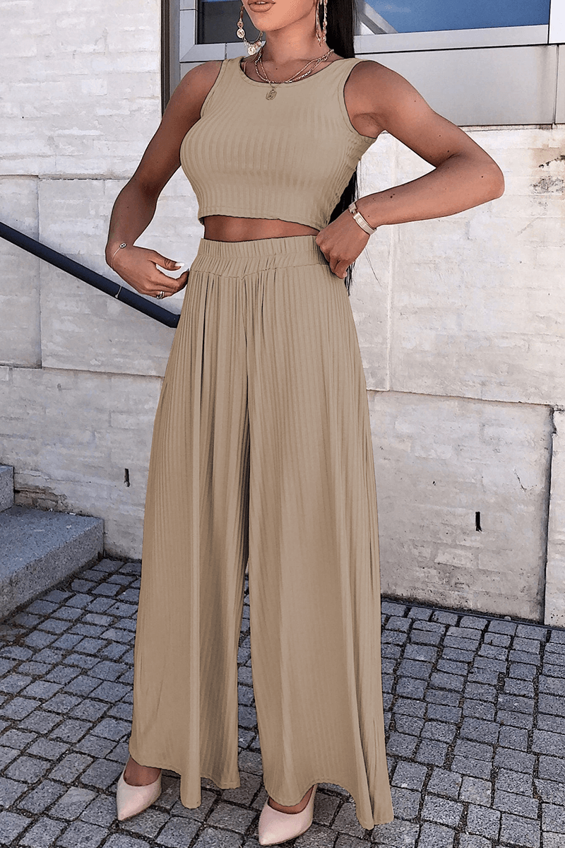 Sleeveless Top & Wide-Leg Trousers Set