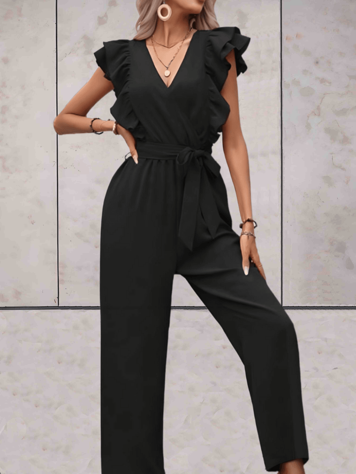 Women's Ruffle Sleeve V-Neck Jumpsuit