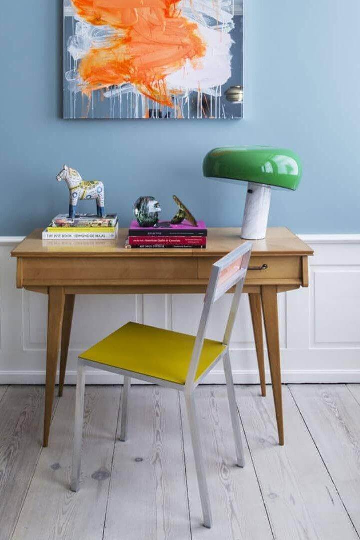 Carrara Marble Table Lamp with Glazed Metal Reflector