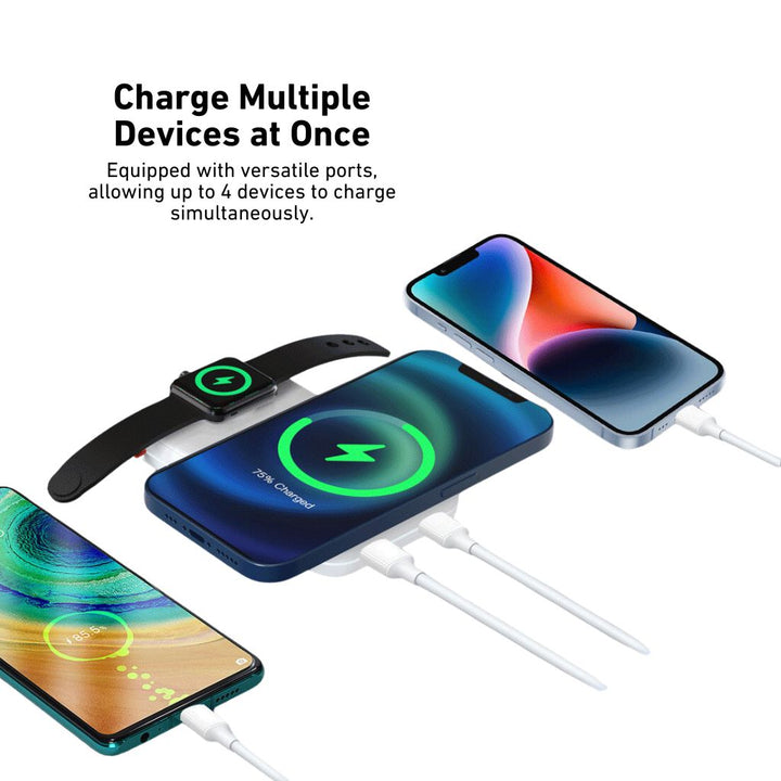 2-in-1 PowerBank with wireless, Type-C charging; sleek design, LED display, magnetic attachment, dual port for fast charge.