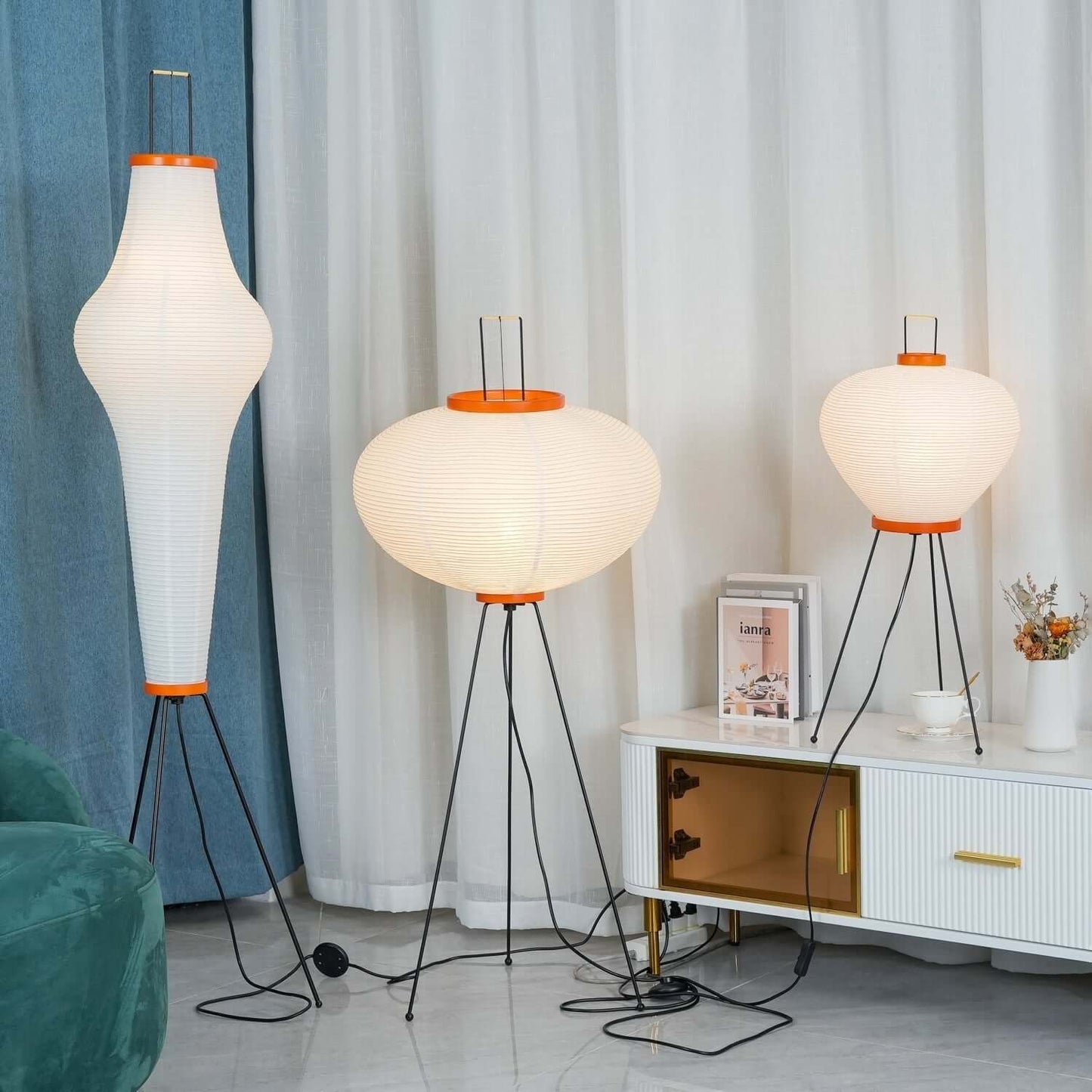 Elegant Paper Floor Lamp with Diffused Lighting