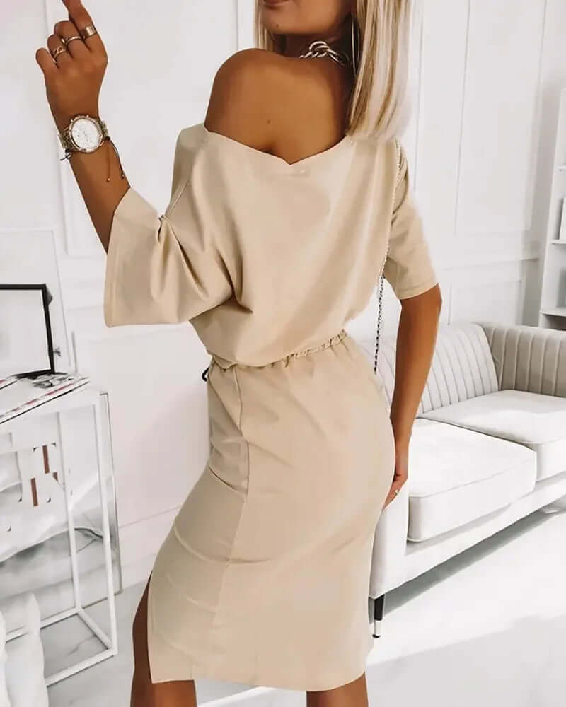 One-Shoulder Crop Top & High Split Skirt Set