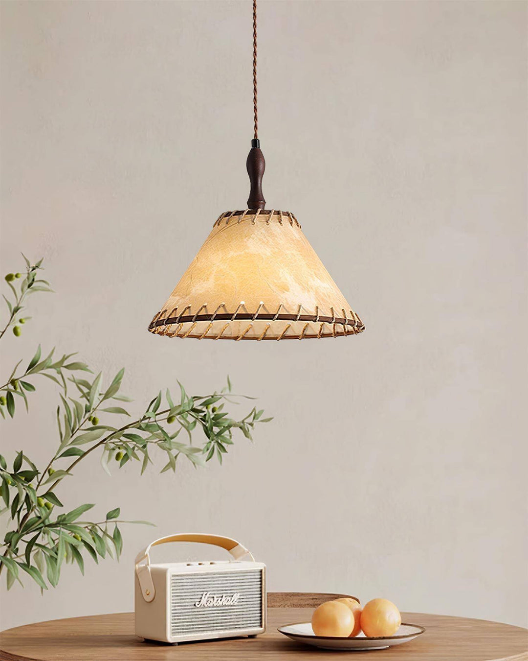 Wood & Fabric Pendant Lamp