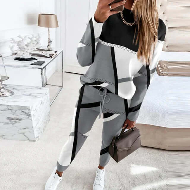 Women's Geometric Knit Loungewear Set