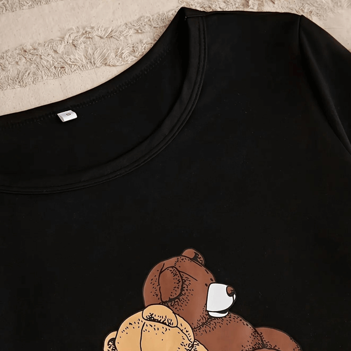 Women's Crew Neck Top & Checkered Trousers Set