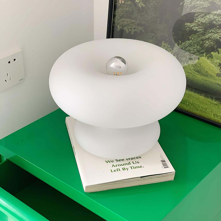 Modern Round Table Lamp with Metal Accent