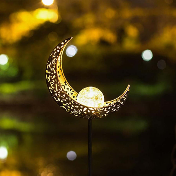 Solar Garden Light Outdoor, Metal Glass Lamp