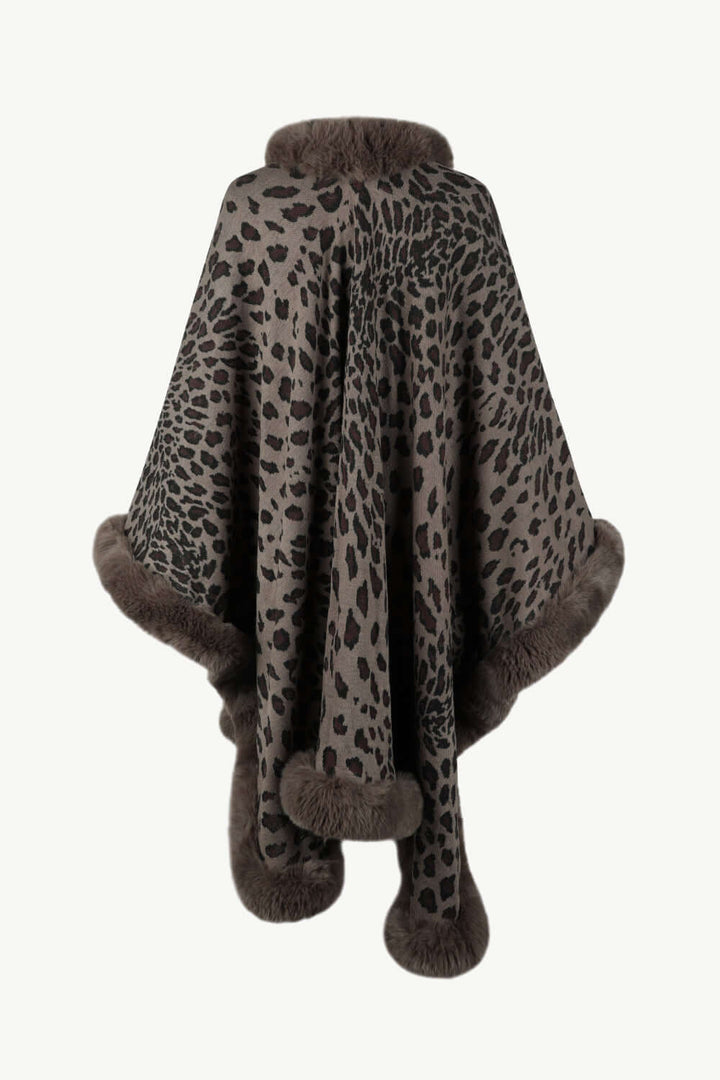 Leopard Print Open Poncho