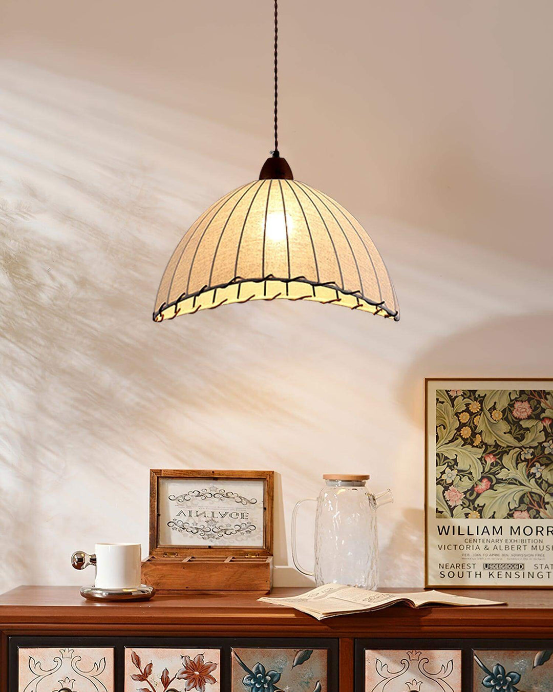 Wood & Fabric Pendant Lamp
