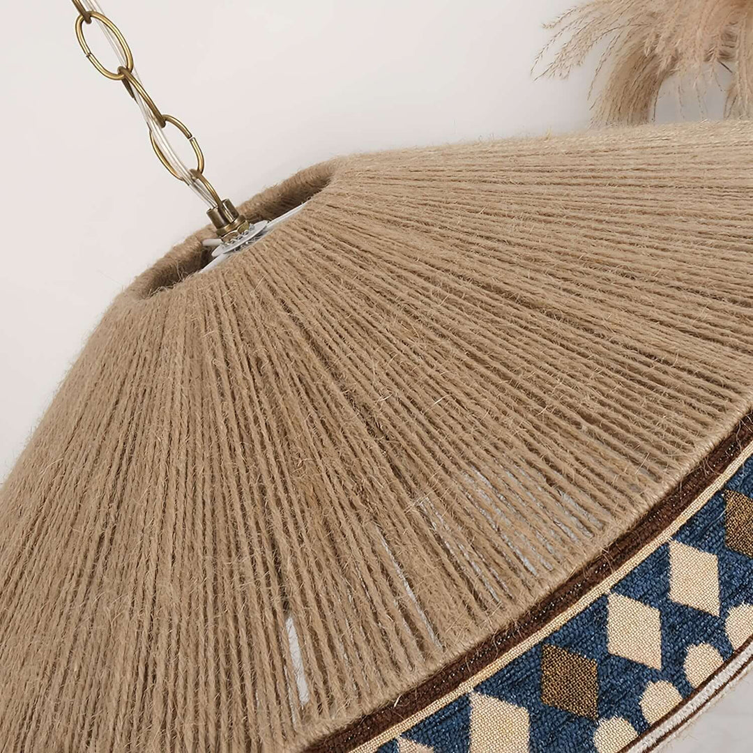 Woven Pendant Lamp with Fringes