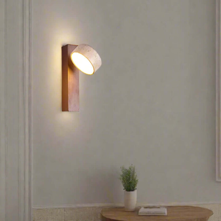 Rotatable Stone & Wood LED Wall Lamp