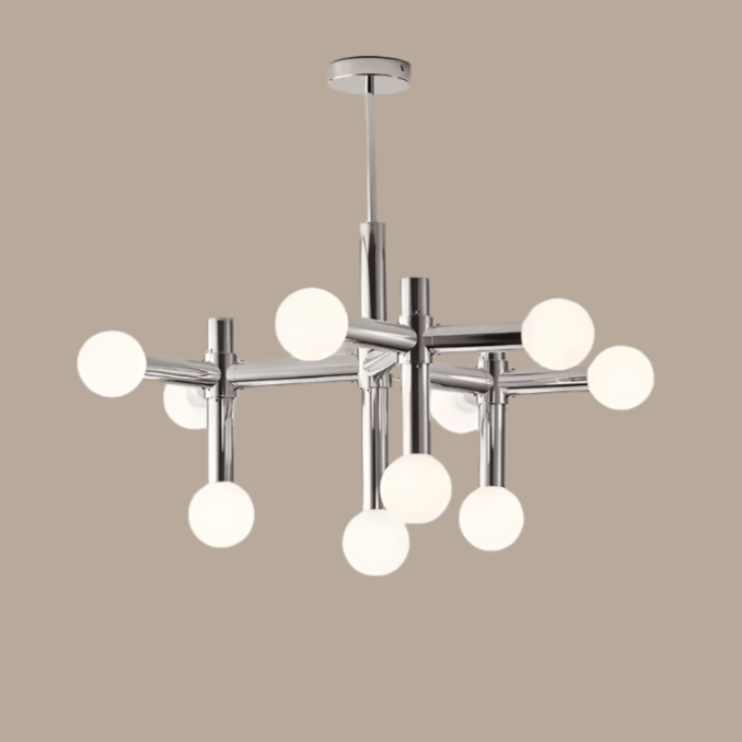 Modern Glass Ball Chandelier, 80cm, Chrome Finish