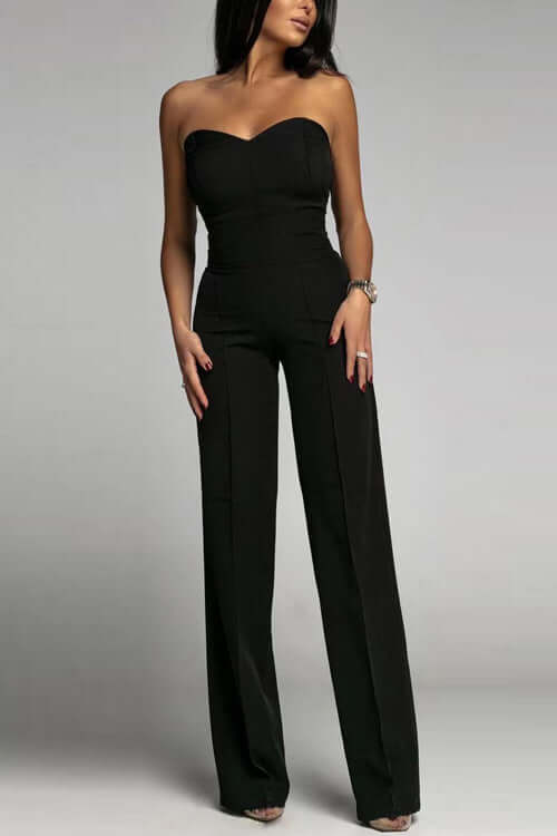 Strapless Flared Leg Jumpsuit