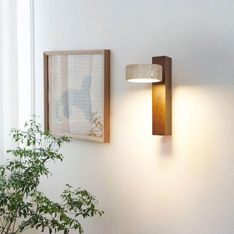 Rotatable Stone & Wood LED Wall Lamp