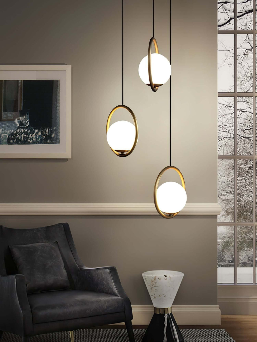 Modern Pendant Lamp with Metal & Glass