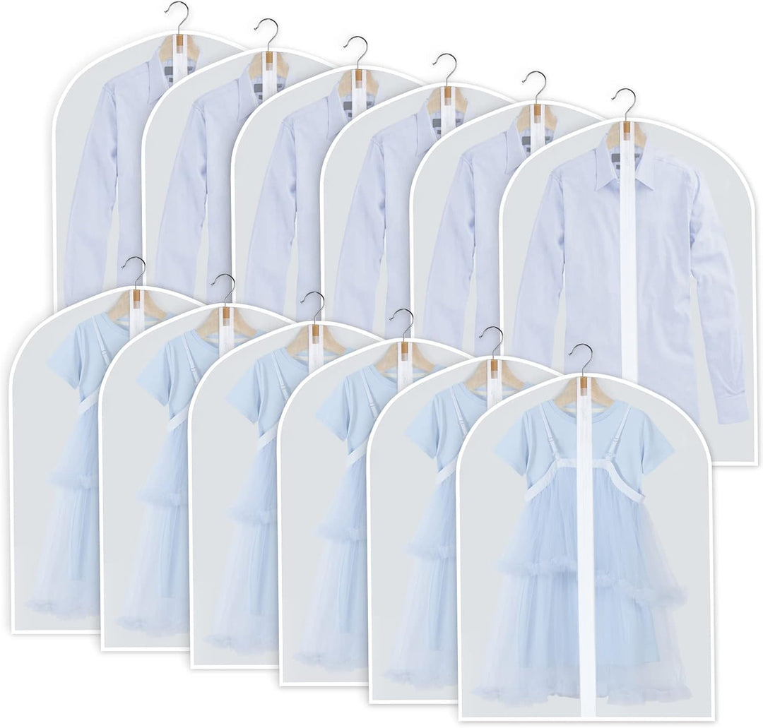 Ultimate clothing protection with 24-pack PEVA garment covers, designed for hanging items.