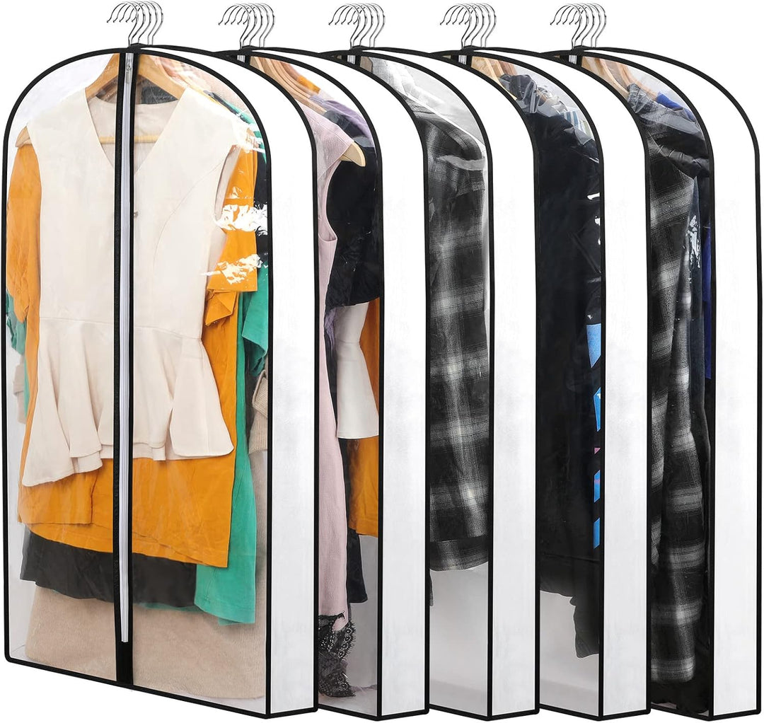 Long-lasting PEVA garment covers, 24-pack, for hanging clothes storage, preventing wrinkles & dust.