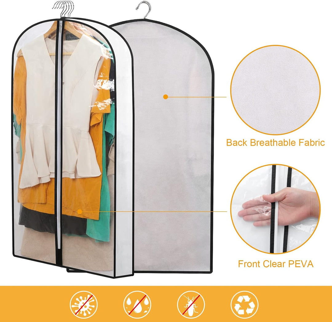 Eco-friendly PEVA garment bags, 24-count, for breathable and protective clothing organization.