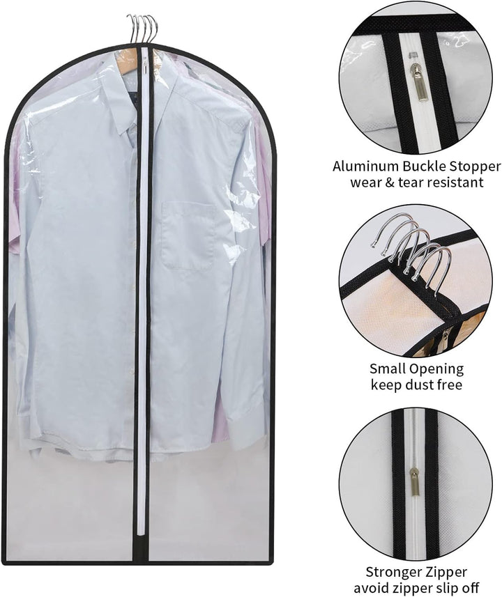 Maximize closet space and protect clothes with 24 PEVA hanging garment covers in 3 sizes.