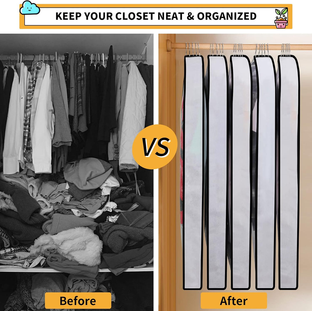 Dust-proof and breathable 24-pack PEVA garment covers for preserving your valuable garments.