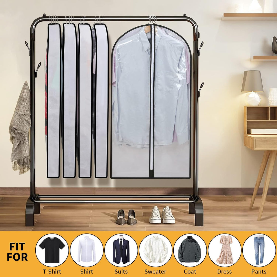 Versatile 24-pack PEVA hanging clothes bags, ideal for home storage and clothing protection.