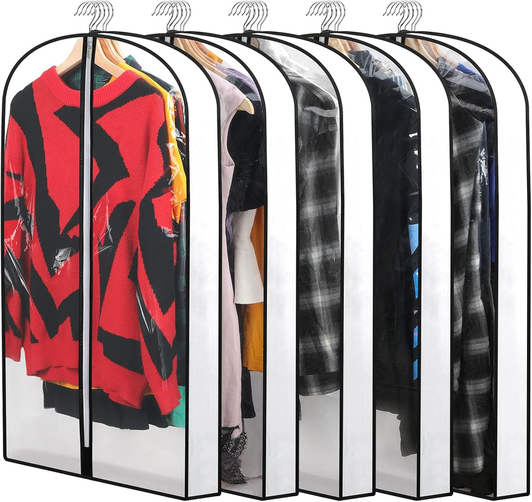 Complete wardrobe solution: 24 PEVA garment covers ensuring clean, protected hanging clothes.