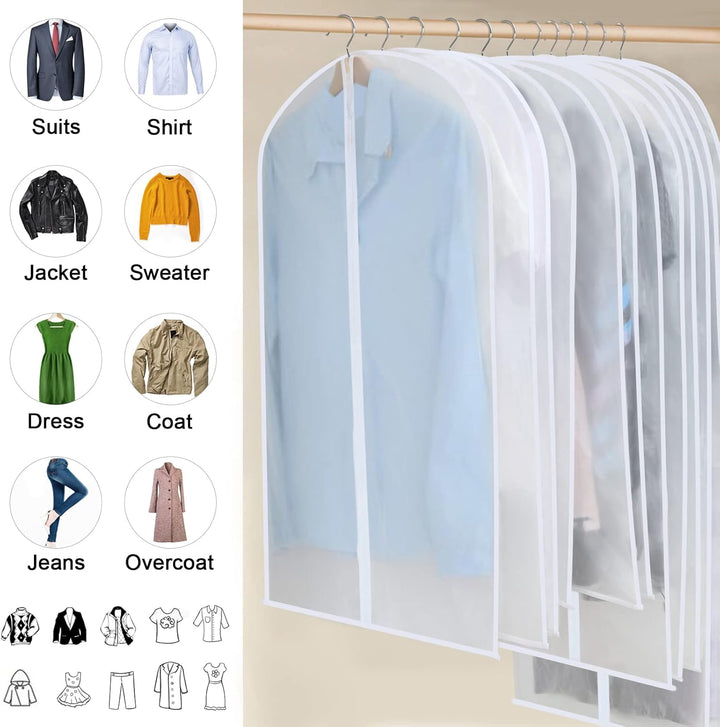 Breathable 24-pack PEVA garment bags ensure long-term clothing protection in your closet.