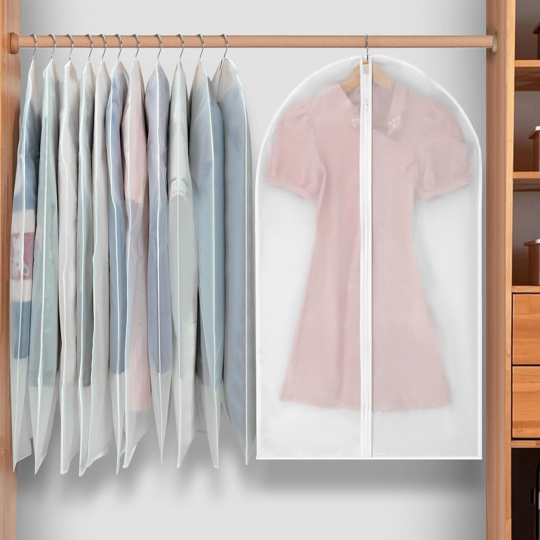 Keep garments pristine with 24 PEVA hanging bags, an essential closet solution for protection.