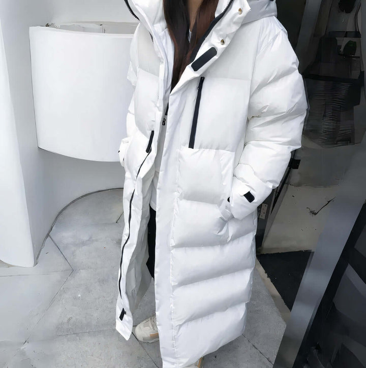 Women's Long Puffer Coat with Hood