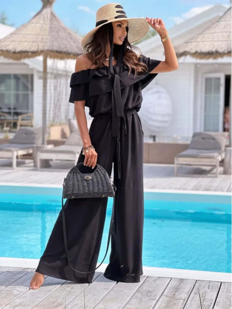 Women's Off-The-Shoulder Wide-Leg Jumpsuit