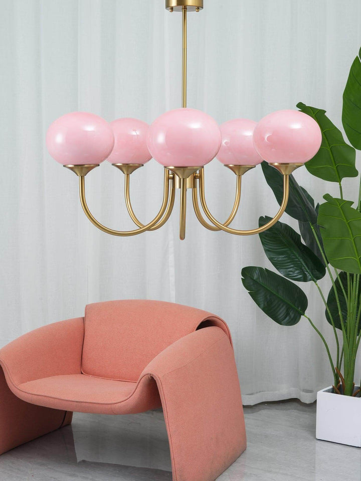 Pink Glass Ceiling Light Fixture Modern Chandelier