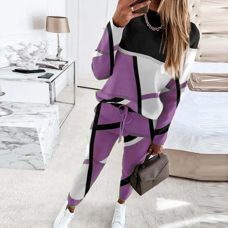 Women's Geometric Knit Loungewear Set