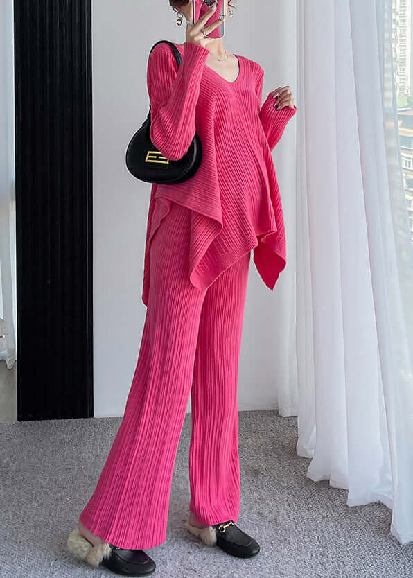 Women's Cotton Two-Piece Set with V-Neck