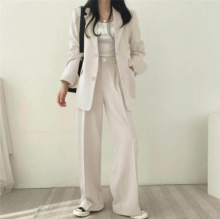 Women's Tailored Blazer and Straight-Leg Pants Set
