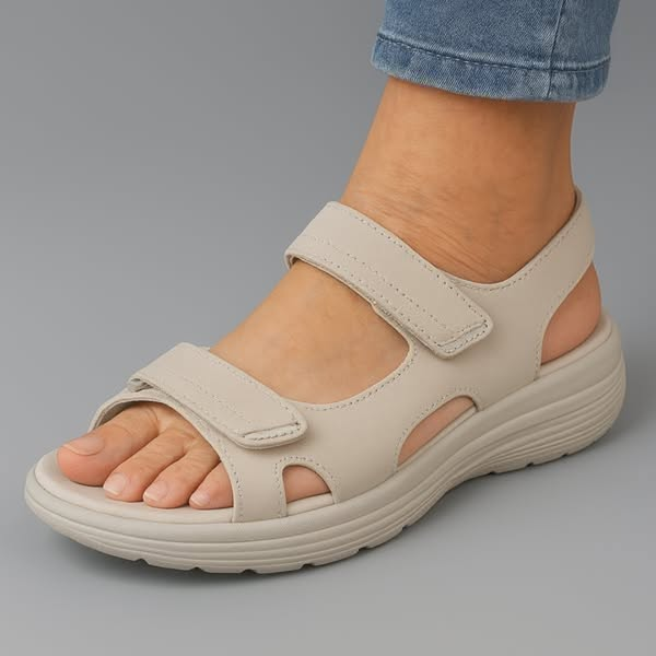 Plush cushioned women's comfort sandals with orthopedic support & adjustable straps. Perfect for walking.