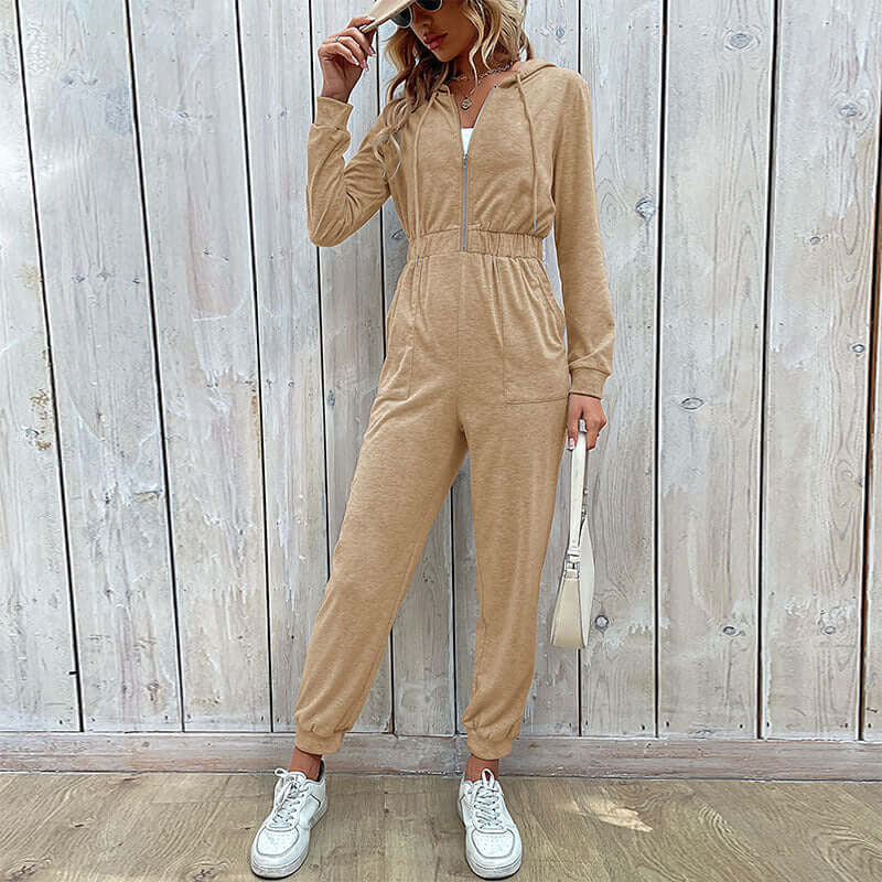 Women's Slim Fit Hooded Jumpsuit
