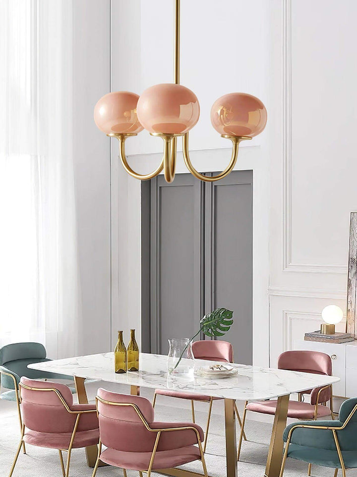 Pink Glass Ceiling Light Fixture Modern Chandelier