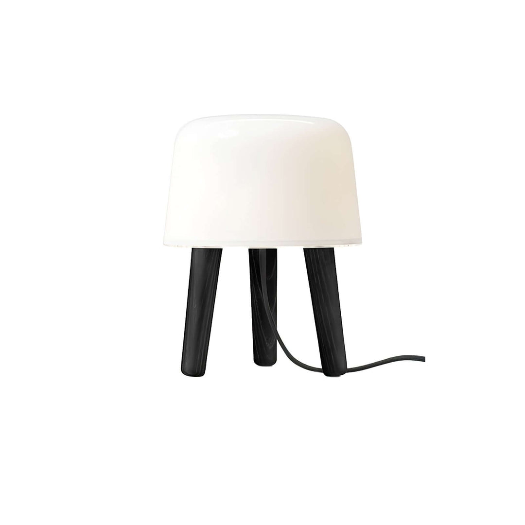 Wooden Tripod Table Lamp with Glass Shade