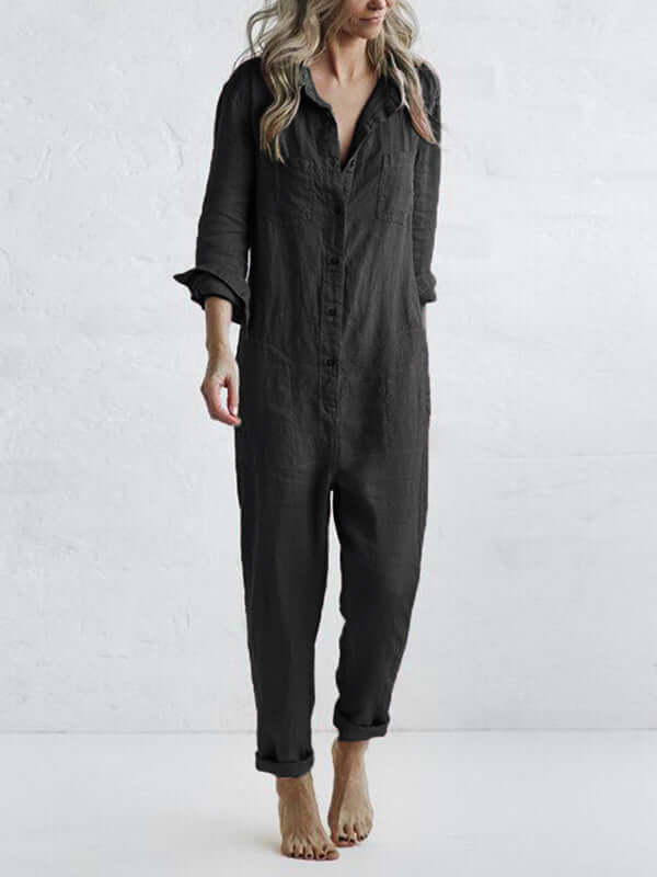 Women's Relaxed Fit Linen Jumpsuit