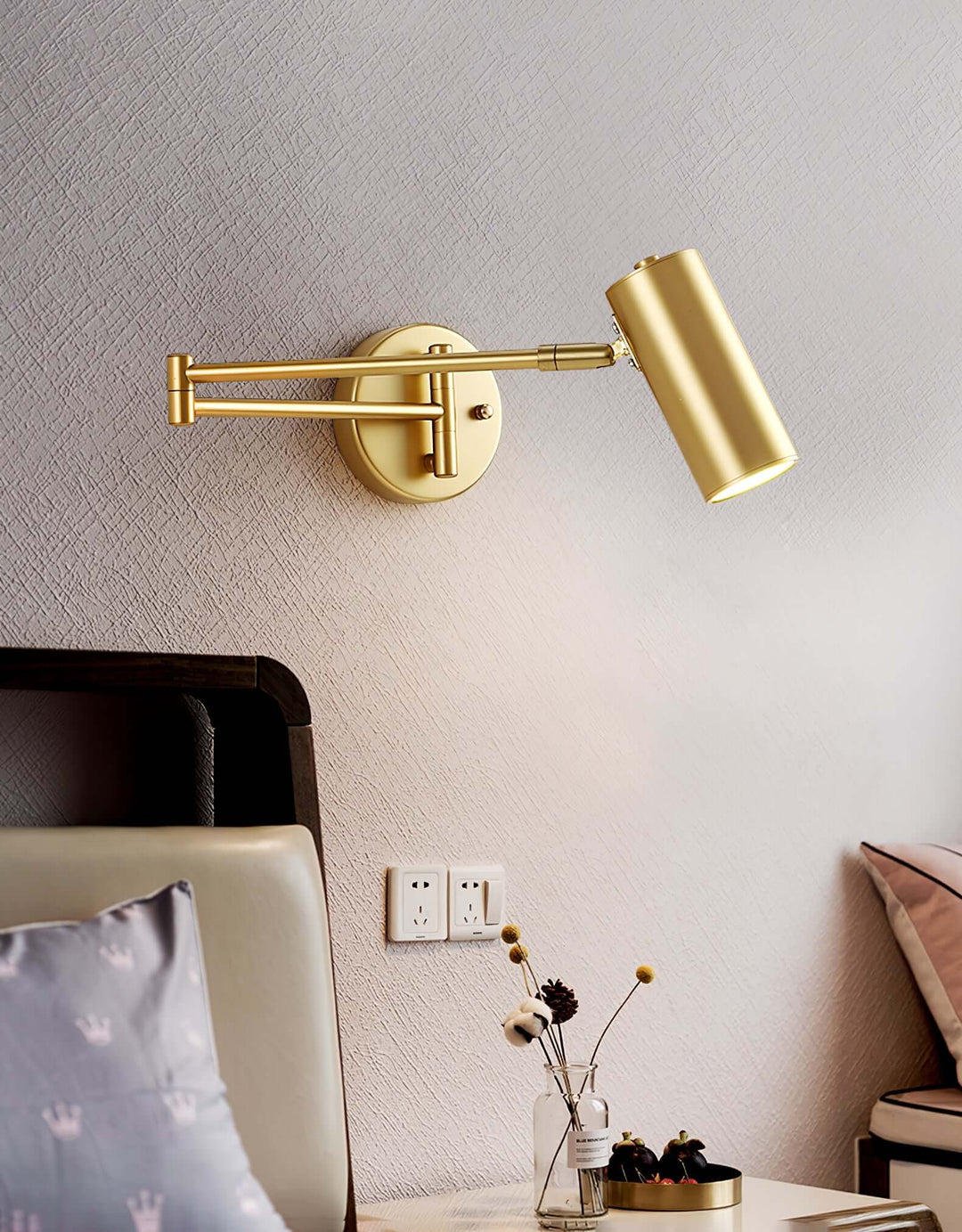 Adjustable Metal Swing Arm Wall Lamp with Integrated LED