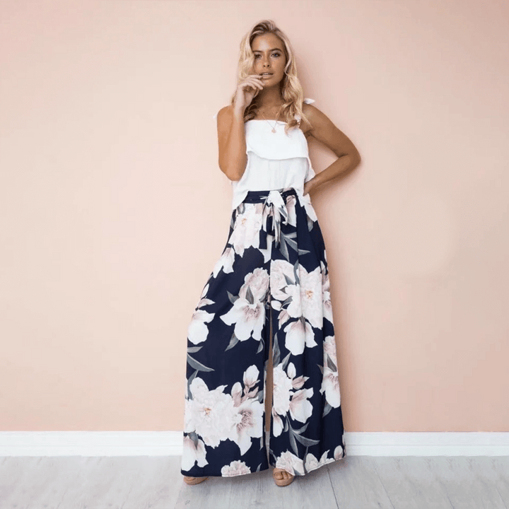 Women's High Waist Floral Print Trousers