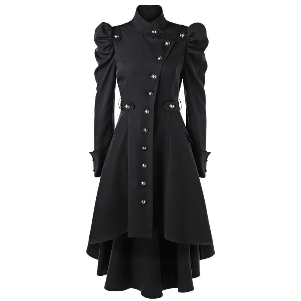 Women's Retro Midi Jacket with Standing Collar